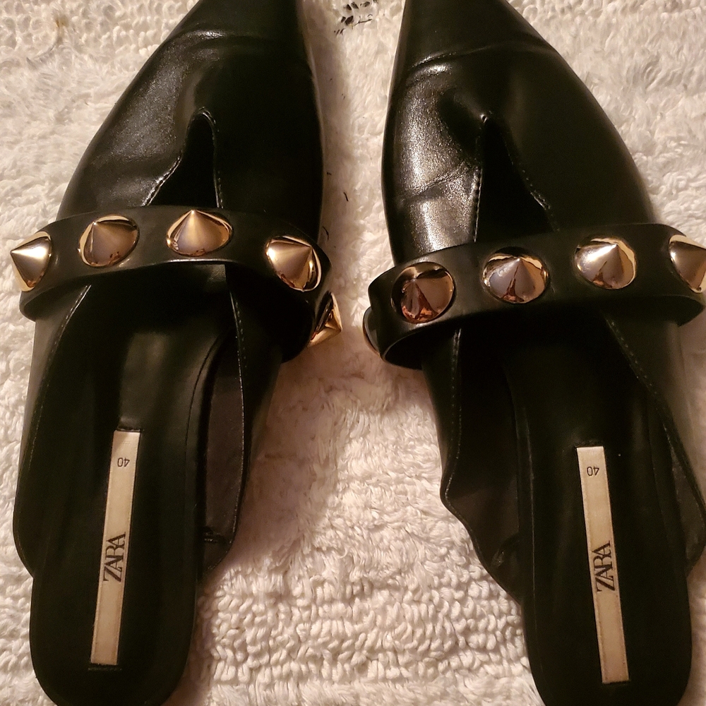 Zara Black Studded Women's Mules